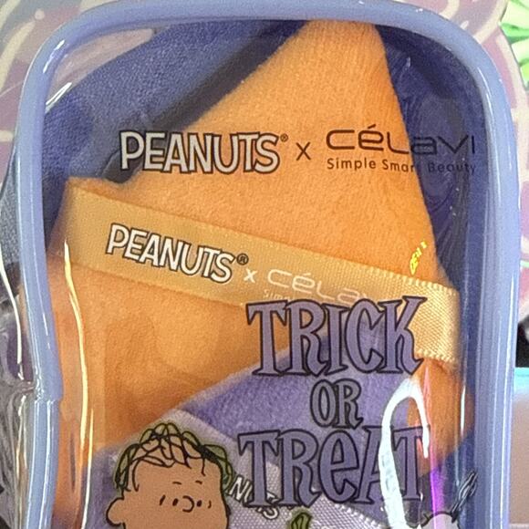 Peanuts x Celavi Makeup Puffs Set 4 Travel Bag Keychain Trick Treat Halloween - Picture 7 of 16